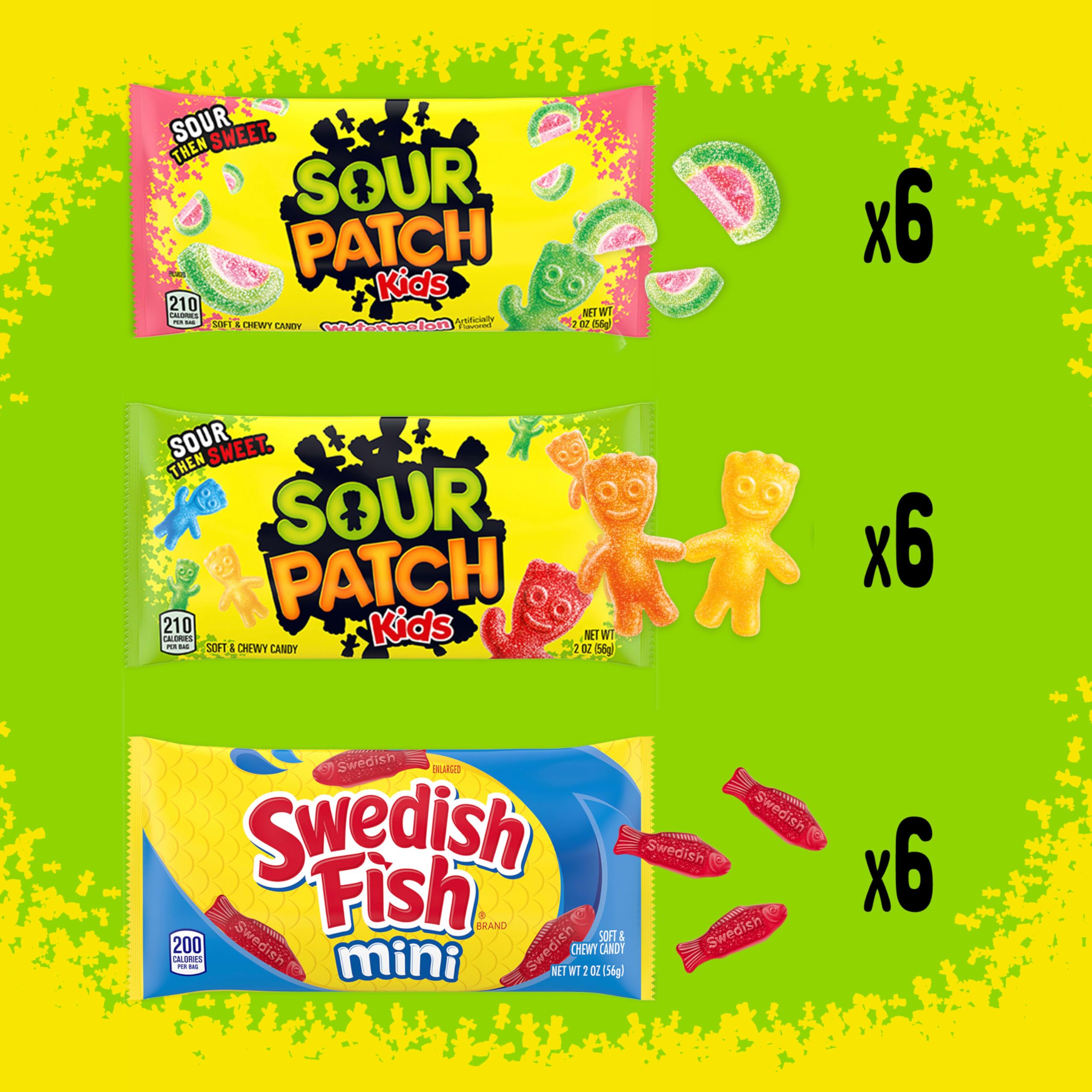 SOUR PATCH KIDS and SWEDISH FISH Mini Soft & Chewy Candy Variety Pack, Bulk Candy, 18-2 oz Bags - Image 4