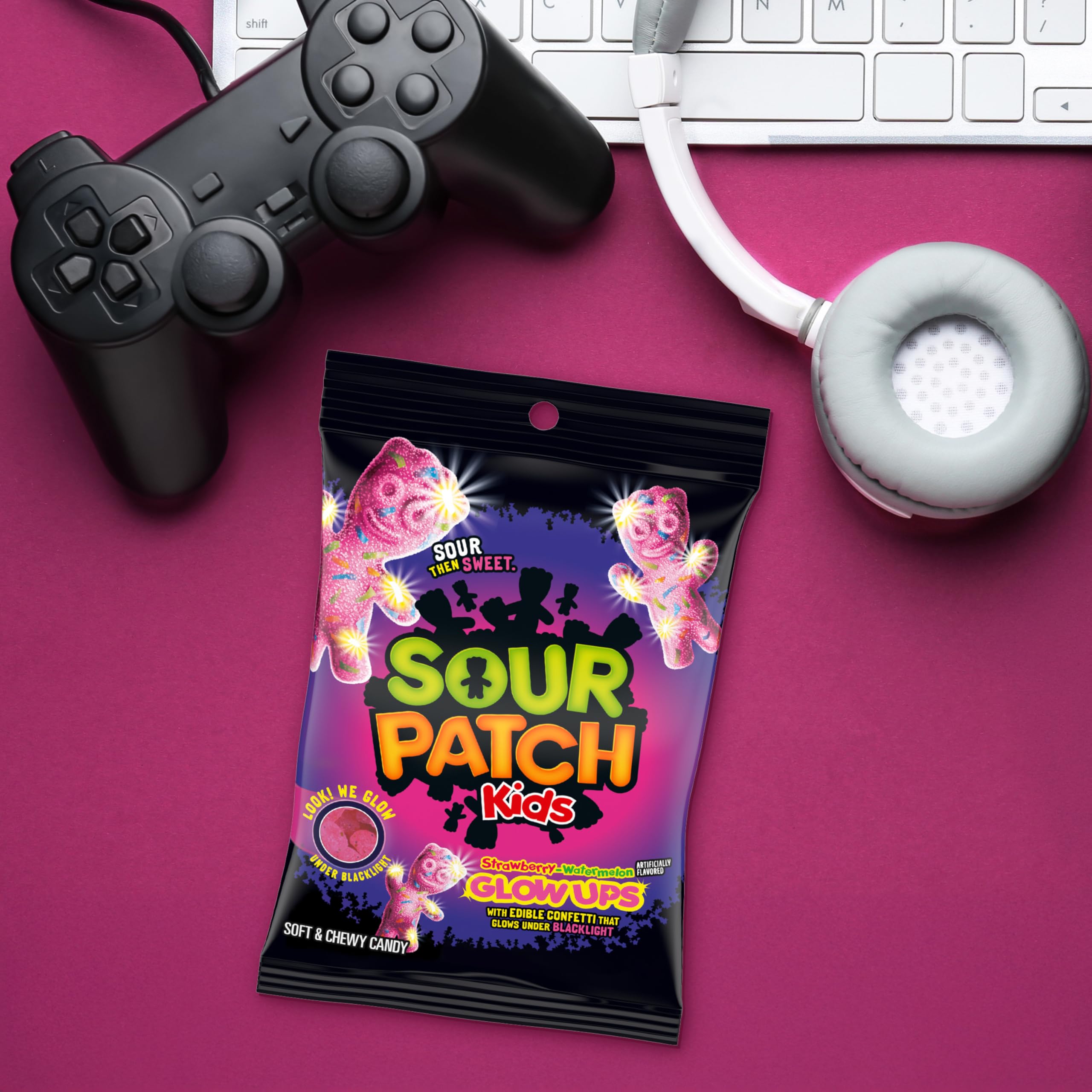 SOUR PATCH KIDS Glow Ups Strawberry-Watermelon Soft & Chewy Gummy Candy, Bulk Candy, 12-6.7 oz Bags - Image 8