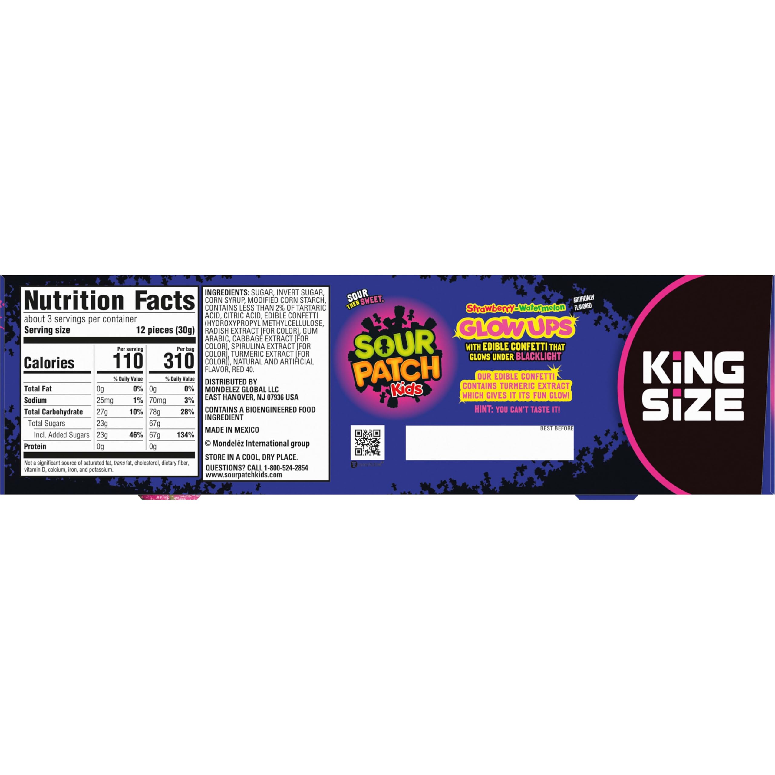 SOUR PATCH KIDS Glow Ups Strawberry-Watermelon Soft & Chewy Gummy Candy, Bulk Candy, King Size, 18-2.99 oz Bags - Image 3