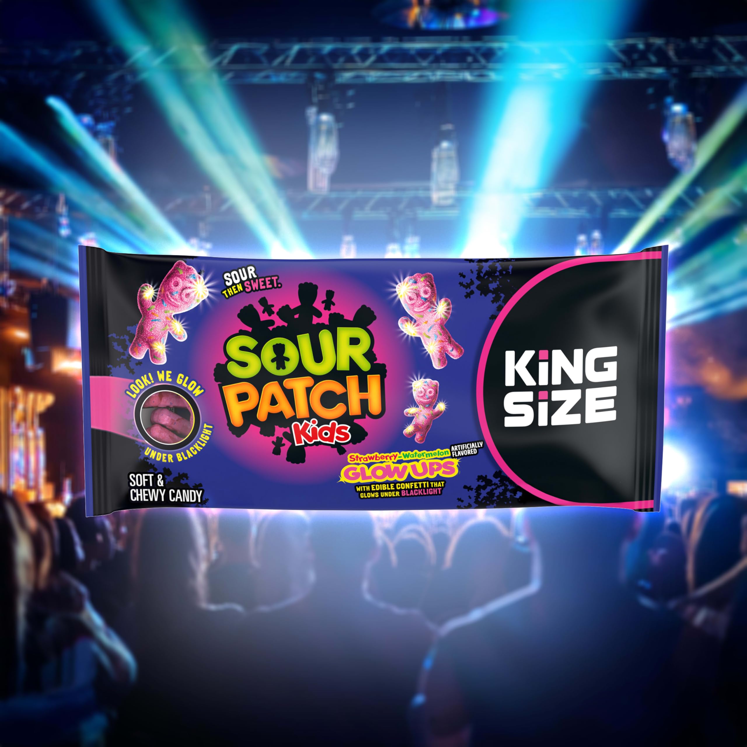SOUR PATCH KIDS Glow Ups Strawberry-Watermelon Soft & Chewy Gummy Candy, Bulk Candy, King Size, 18-2.99 oz Bags - Image 6