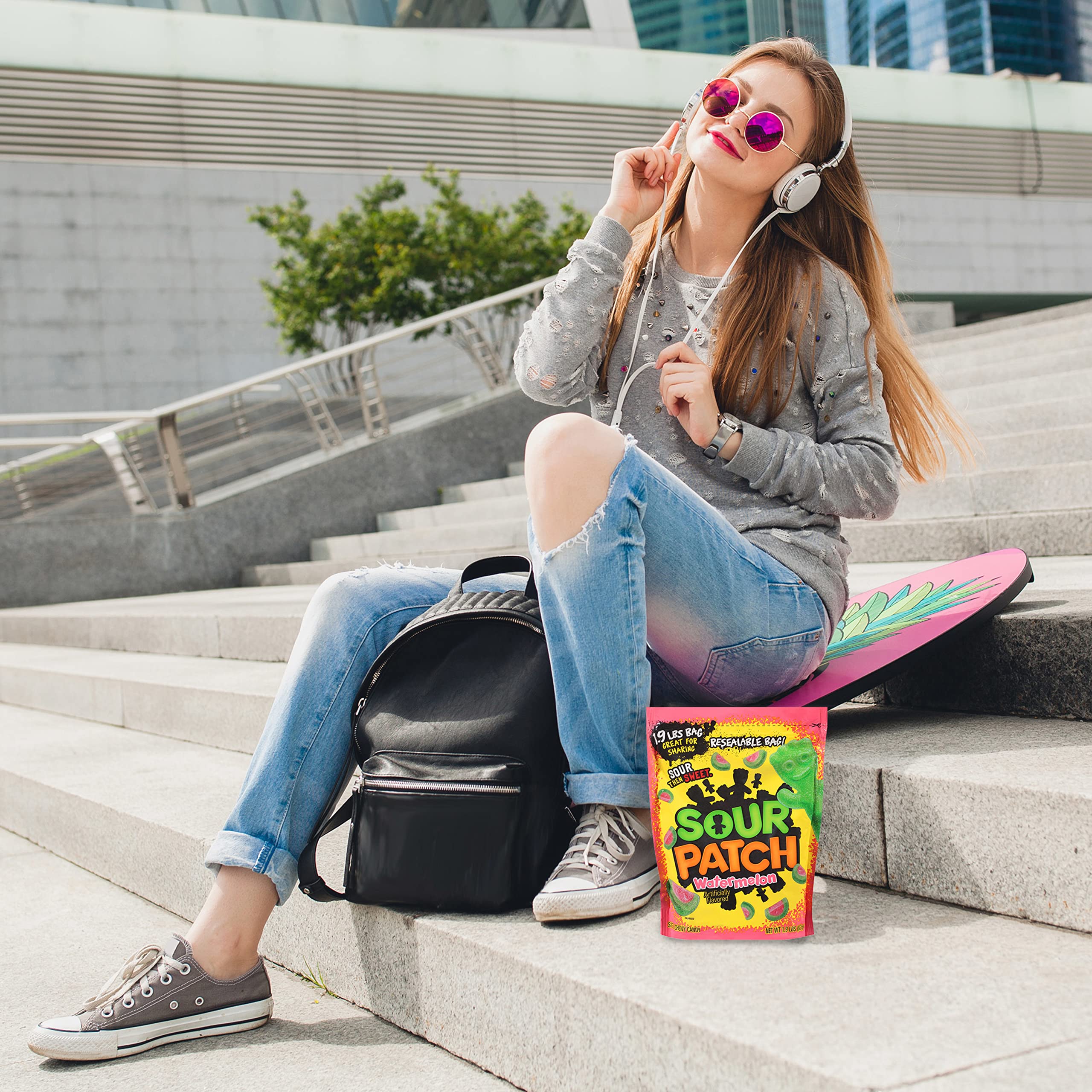 SOUR PATCH KIDS Watermelon Soft & Chewy Candy, Family Size, 4 - 1.8 lb Bags - Image 7